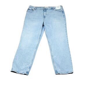 Abercrombie 20 Short 90s Straight Ultra High Rise Jeans Light Wash Blue Size 35